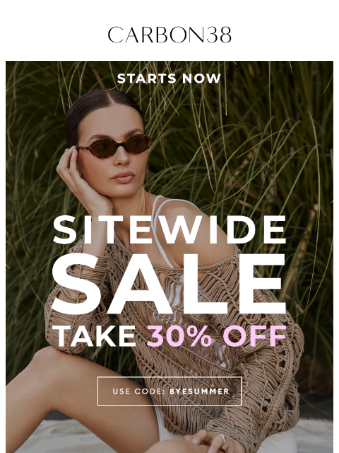 carbon38 newsletter: STARTS NOW: 30% off Sitewide