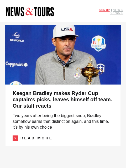 golfdigest newsletter: Europe's dream Ryder Cup scenario turns into night...
