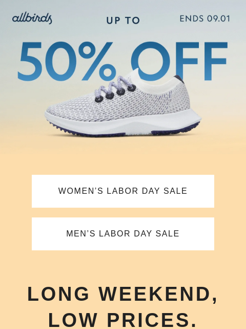allbirds newsletter: At 50% Off, These Shoes Won’t Last 