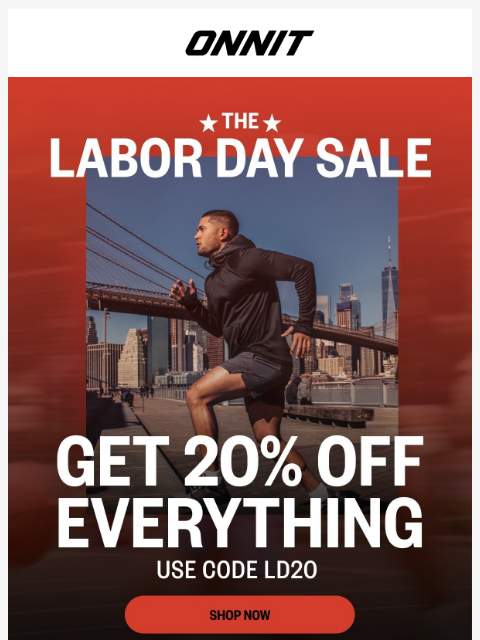 onnit newsletter: Labor Day starts NOW: 20% off sitewide + free gift