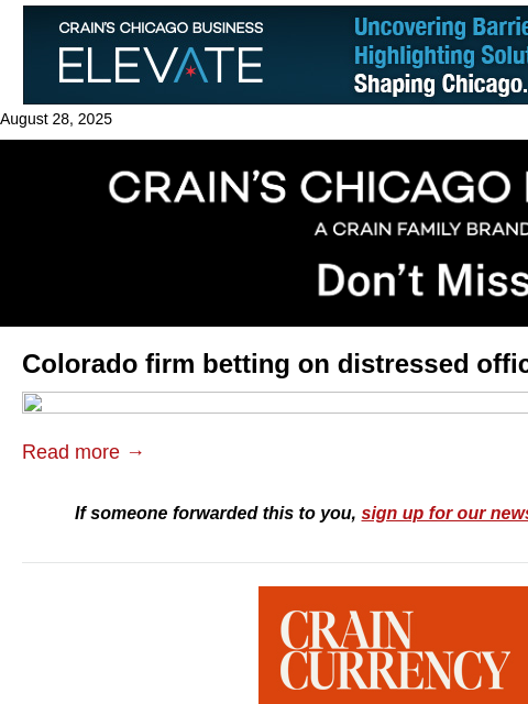 crainalerts newsletter: Firm bets on distressed offices near O'Hare