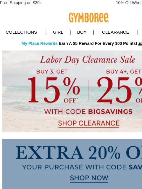 gymboree newsletter: Our Exclusive Labor Day Clearance Sale ⬇️☀️