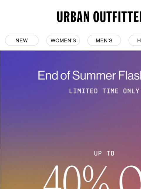 urbanoutfitters newsletter: Up to 40% Off HUNDREDS of Styles 👀