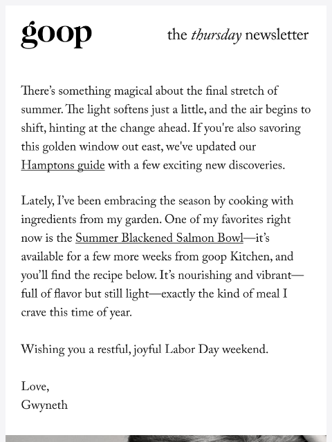 goop newsletter: the Thursday newsletter