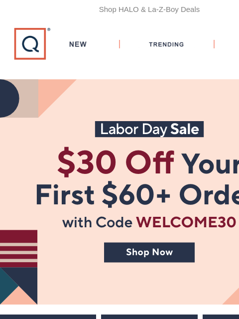 qvcemail newsletter: $30 Off Your Labor Day Cart