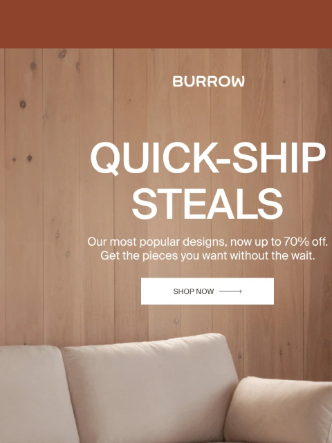 burrow newsletter: On Sale. Ready To Ship.