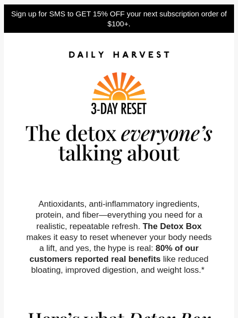 daily-harvest newsletter: "This was the reset I needed"