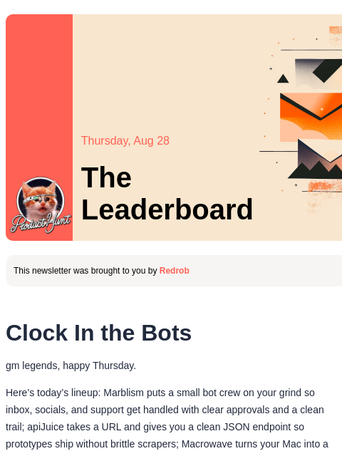 producthunt newsletter: 😸 Put Bots On Payroll