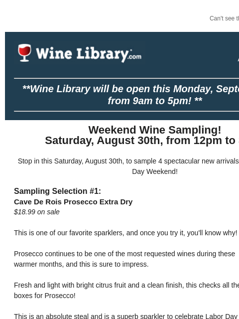 winelibrary newsletter: Stop in this Saturday to sample 4 wines perfect fo...