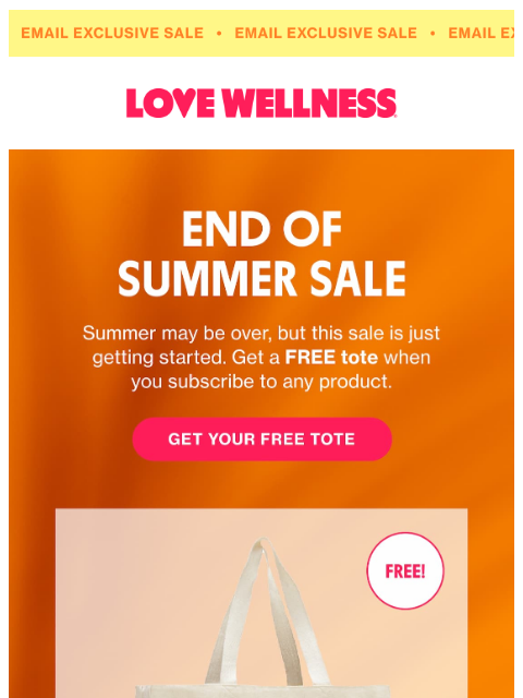 lovewellness newsletter: Summer ending? 😔 Free gift? ☺️