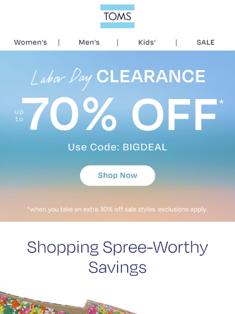 toms newsletter: Alpargatas Starting at $23!