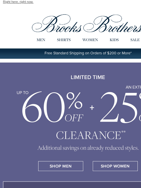 brooksbrothers newsletter: Up to 60% off + an extra 25% off sale styles