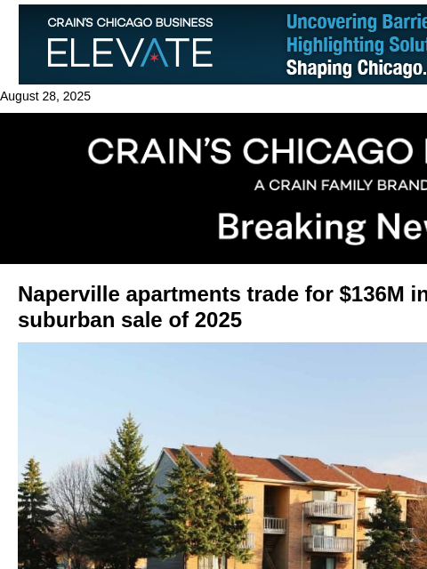 crainalerts newsletter: Naperville apartments sold in highest-priced subur...