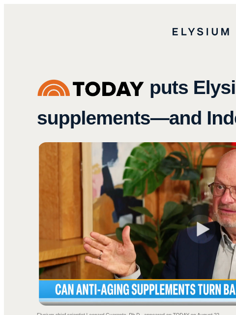 elysiumhealth newsletter: Did you see Elysium on the TODAY Show?