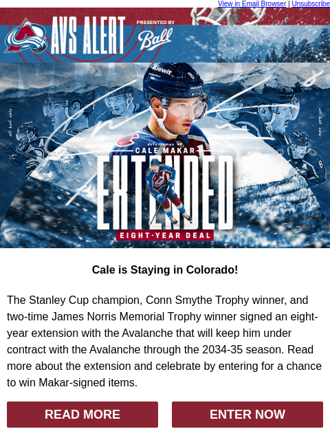 thecoloradoavalanche newsletter: 🥬 8 More Years of Cale!