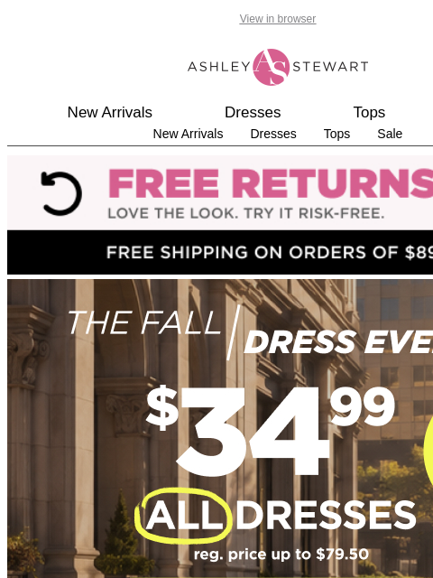 ashleystewart newsletter: Dressed to impress 👗 New styles just landed