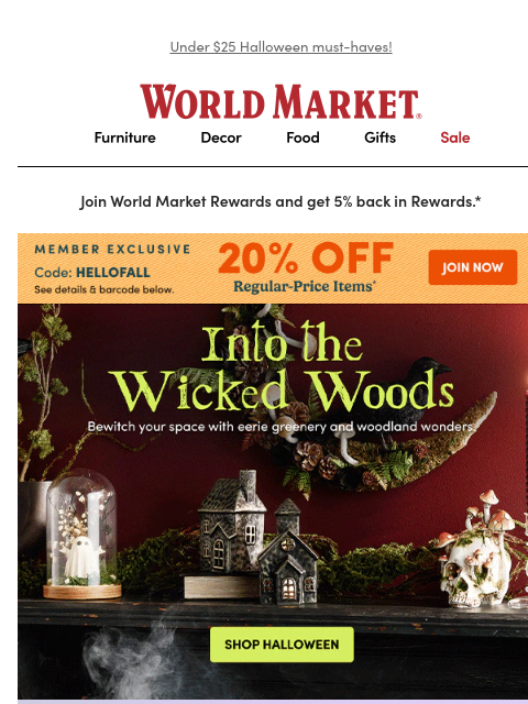 emailworldmarket newsletter: 🧛‍♀️ Spookify your space: 20% OFF 