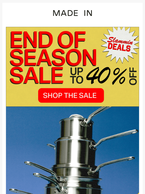 madeincookware newsletter: The End of Season Sale Has Started!