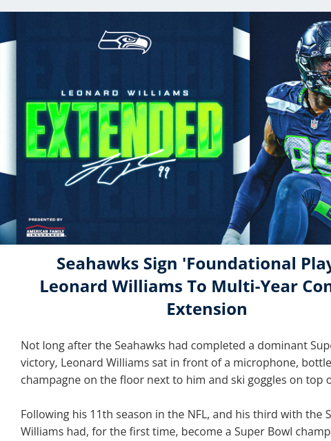 seahawksemail newsletter: Seahawks Sign Leonard Williams to Multi-Year Contr...