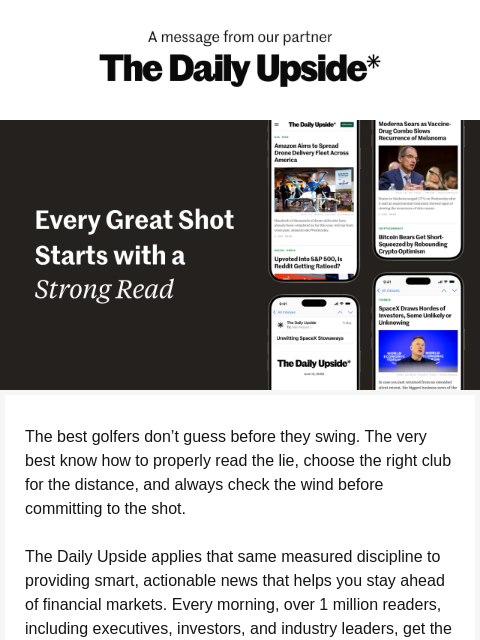 golfdigest newsletter: Don’t swing blind on your portfolio
