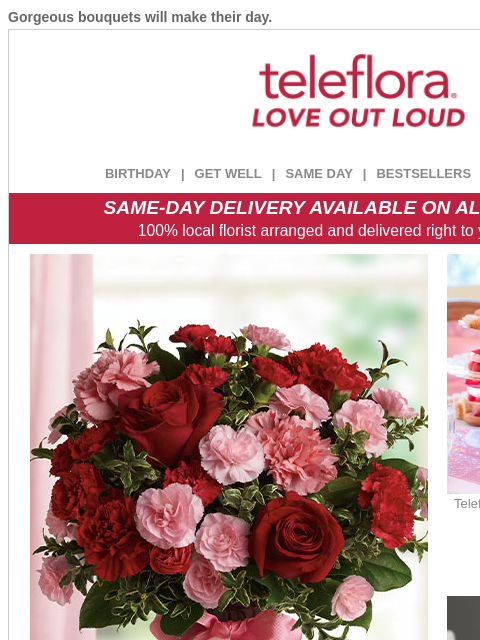 teleflora newsletter: 20% Off | Love Out Loud 💖