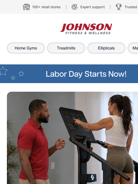 johnsonfit newsletter: Labor Day Starts Now: Delivery + Assembly On Us