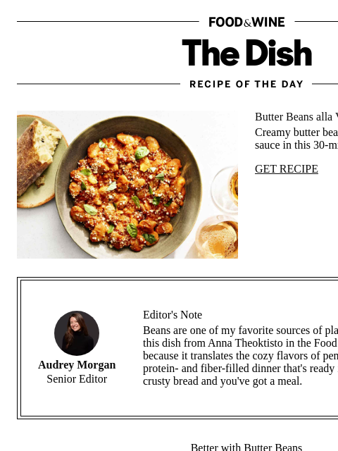 foodandwine newsletter: Butter Beans alla Vodka