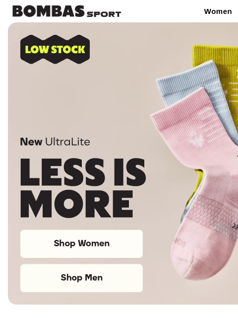 bombas newsletter: New Lightweight Workout Socks
