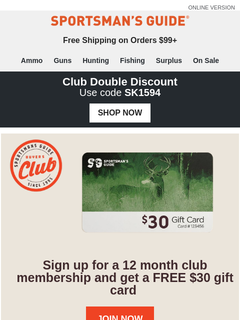 sportsmansguide newsletter: Want a FREE Gift Card?