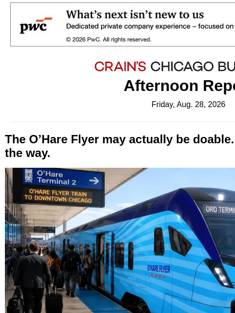 crainalerts newsletter: The problem facing the O'Hare Flyer train​