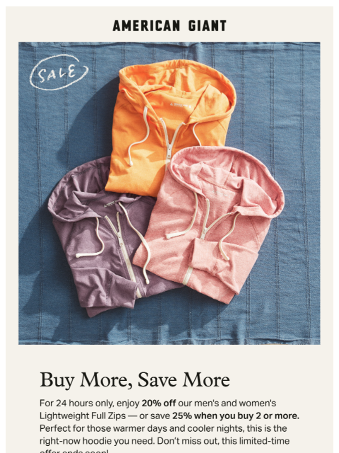 american-giant newsletter: Friday Flash Sale ⚡️