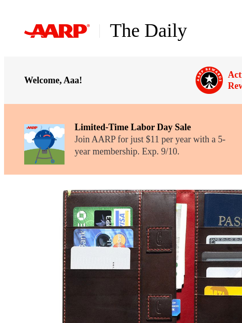 aarp newsletter: The Daily — 15 Items to Avoid Carrying in Your Wal...