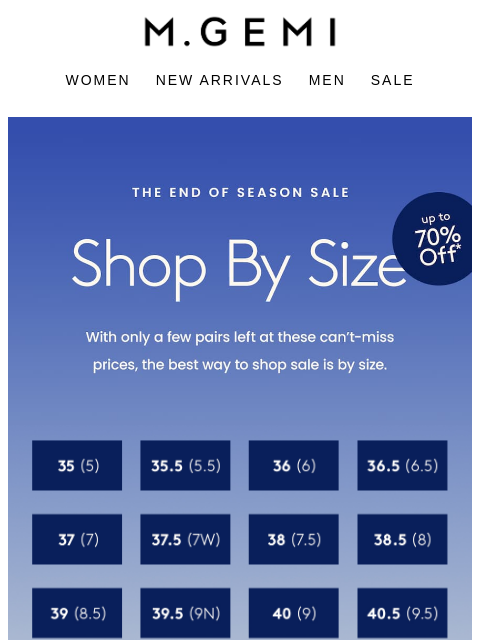 mgemi newsletter: Up To 70% Off & In Your Size