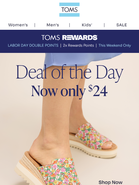 toms newsletter: $24 Mules and Slip-Ons: Deal of the Day!