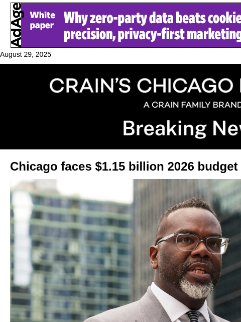 crainalerts newsletter: City budget crisis deepens with $1.15B hole