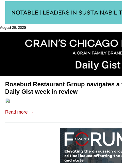 crainalerts newsletter: Rosebud Restaurant Group navigates a tricky reboot...