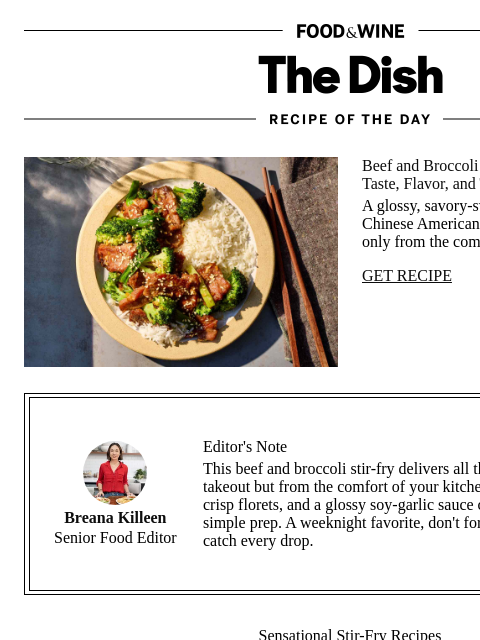 foodandwine newsletter: Beef and Broccoli
