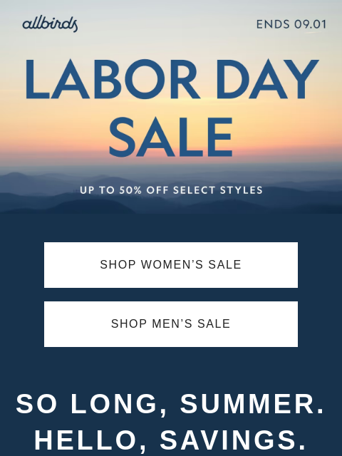 allbirds newsletter: Up To 50% Off Select Styles 👀