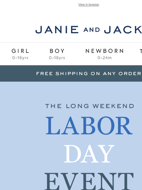 janieandjack newsletter: Free shipping's on us + up to 70% off