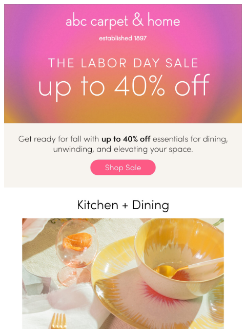 abchome newsletter: NOW ON SALE: Dining, Décor + More!