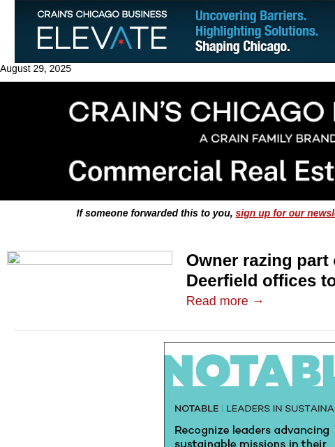 crainalerts newsletter: Owner razing part of Walgreens' old offices