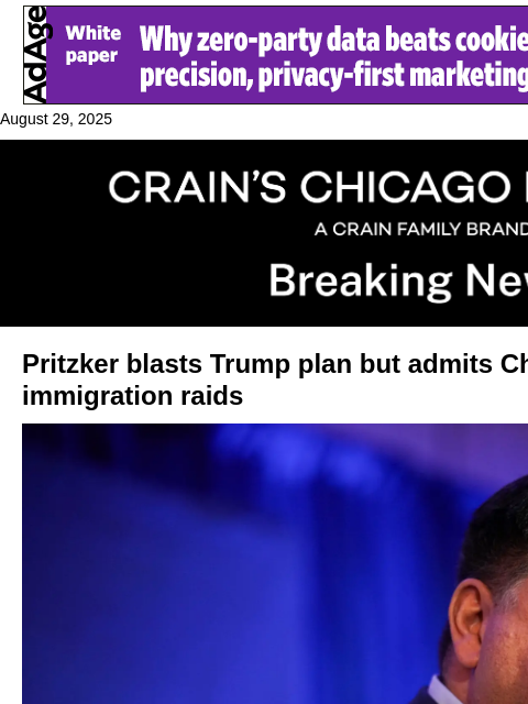 crainalerts newsletter: Pritzker: Chicago can't stop Trump's immigration r...