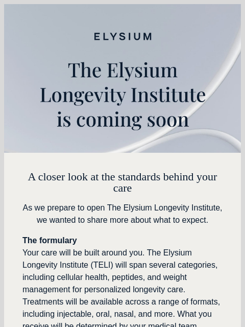 elysiumhealthrx newsletter: An update from The Elysium Longevity Institute