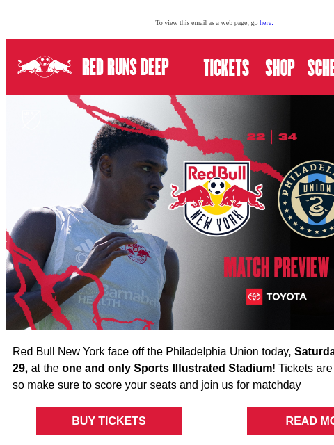 newyorkredbulls newsletter: Matchday is Here! RBNY vs. Philadelphia Union🏟️