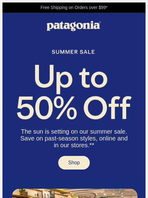 patagonia newsletter: Last call for up to 50% off