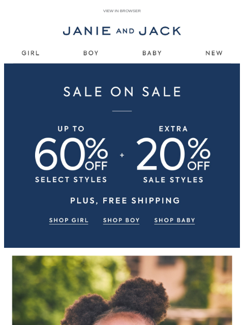 janieandjack newsletter: Just added to sale + extra 20% off