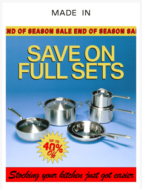 madeincookware newsletter: Shop Sets at the Best Price All Year