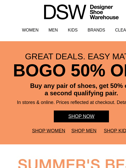 dsw newsletter: Get BOGO 50% off popular styles 🤩