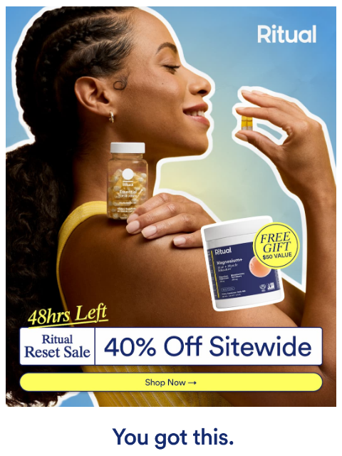 ritual newsletter: 48 hours left for 40% off