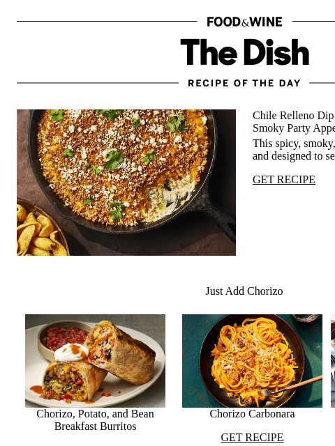 foodandwine newsletter: Chile Relleno Dip